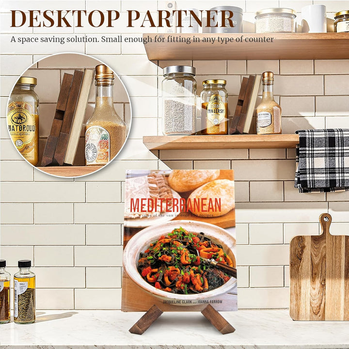 PUERSI Cookbook Stand, Handmade Wooden Book Stand, Cookbook Holder for Reading Hands Free, Recipe Book Hloder Display Stand, Cookbook and Recipe Holder for Counter - Just Closeouts Canada Inc.