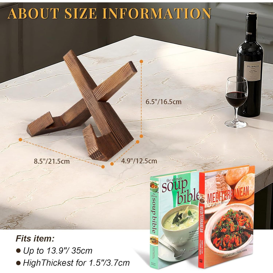 PUERSI Cookbook Stand, Handmade Wooden Book Stand, Cookbook Holder for Reading Hands Free, Recipe Book Hloder Display Stand, Cookbook and Recipe Holder for Counter - Just Closeouts Canada Inc.