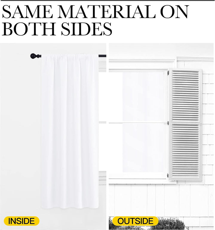 Pure White Rod-Pocket Curtains – 42 x 45 in, 2 Panels - Just Closeouts Canada Inc.