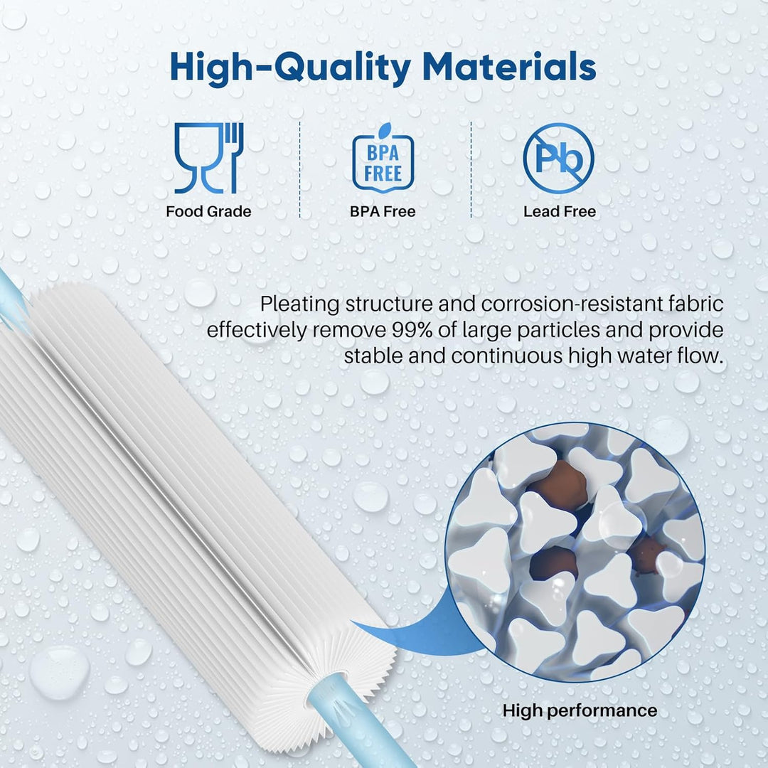 PUREPLUS 20" x 4.5" Whole House Pleated Sediment Filter for Well Water, Replacement Cartridge for ECP5 - BB, AP810 - 2, HDC3001, SPC - 45 - 1005, CP5 - BB, ECP1 - 20BB, 2Pack - Just Closeouts Canada Inc.