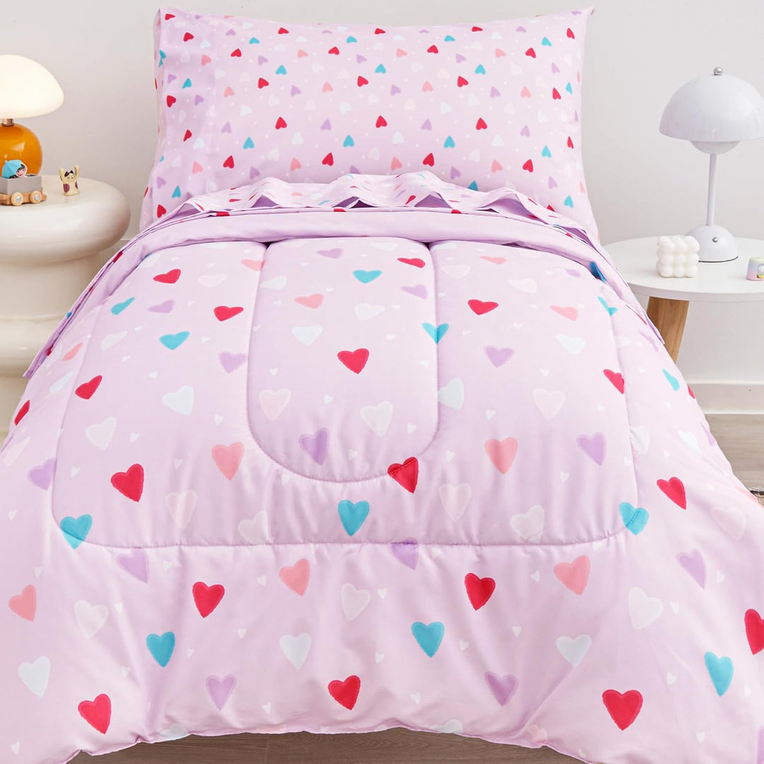 Purple Heart Toddler Comforter Sets, Cute Girls Toddler Bedding Set, Soft Microfiber Toddler Bed Set - Just Closeouts Canada Inc.X00477EB8F