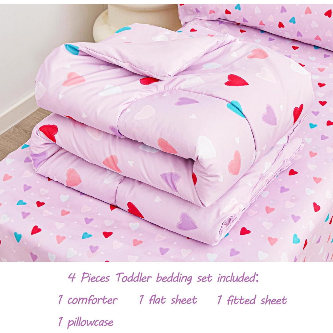 Purple Heart Toddler Comforter Sets, Cute Girls Toddler Bedding Set, Soft Microfiber Toddler Bed Set - Just Closeouts Canada Inc.X00477EB8F