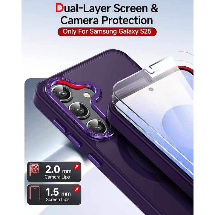 Purple Magnetic Matte Case for Samsung Galaxy S25 with 2 Screen Protectors - Just Closeouts Canada Inc.X004HWRK3D