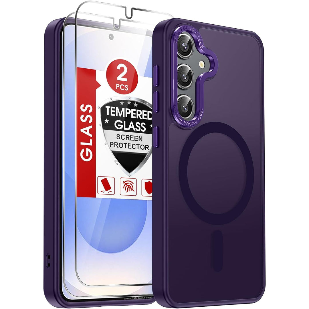Purple Magnetic Matte Case for Samsung Galaxy S25 with 2 Screen Protectors - Just Closeouts Canada Inc.X004HWRK3D