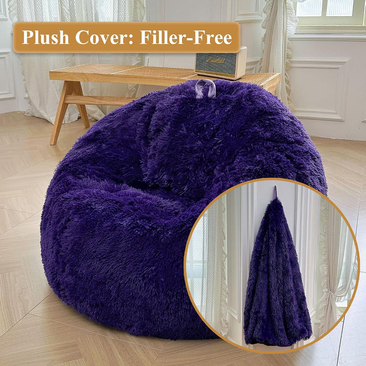 Purple Plush Faux Fur Bean Bag Cover, Large 38 x 38 x 40 in - Just Closeouts Canada Inc.X004L20OMX