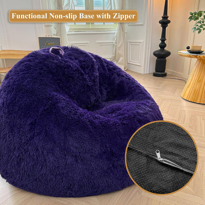 Purple Plush Faux Fur Bean Bag Cover, Large 38 x 38 x 40 in - Just Closeouts Canada Inc.X004L20OMX