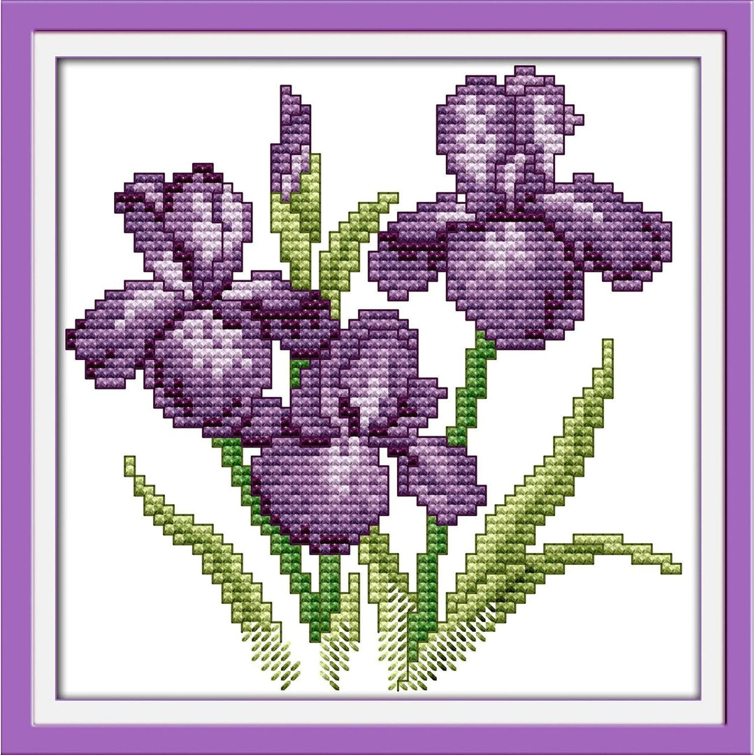 Purple Violets Stamped Cross-Stitch Kit, 11-Count, 8.3 x 8.3 in - Just Closeouts Canada Inc.X003TK16MZ