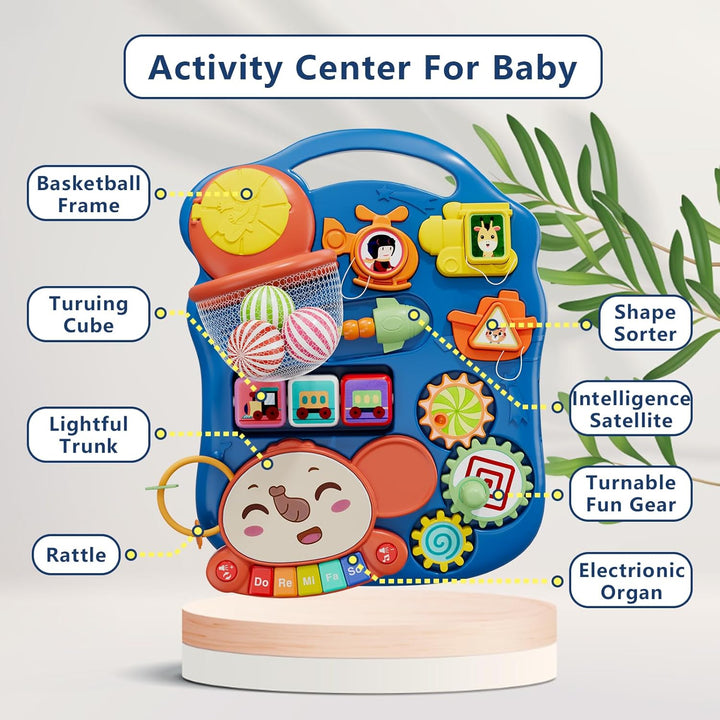 QDRAGON 3 in 1 Baby Walkers for Boys, Baby Push Walker and Activity Center, Sit to Stand Walker Toy, Early Learning Push Toys for Toddler Infant 12+ Months Blue - Just Closeouts Canada Inc.