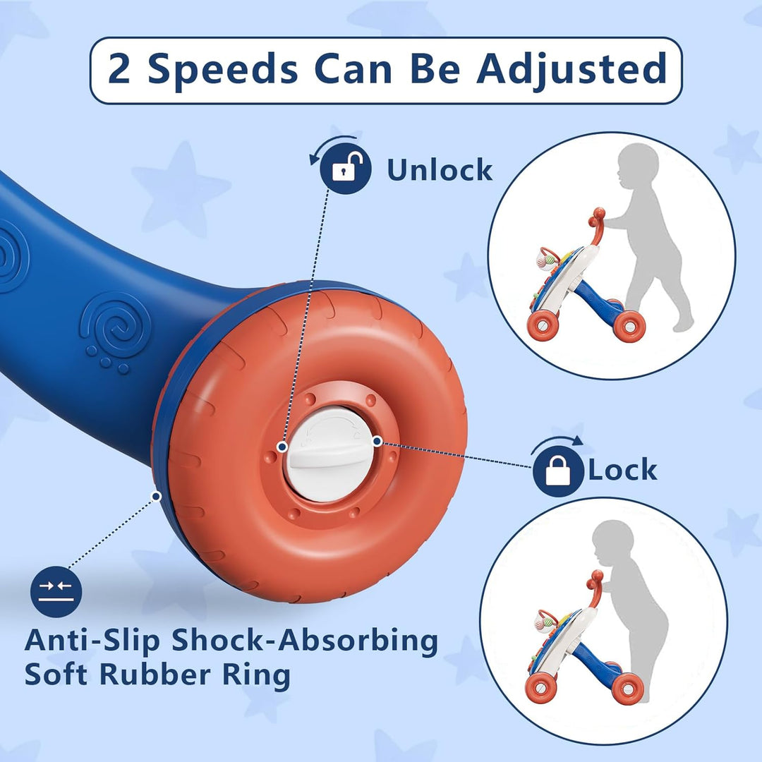 QDRAGON 3 in 1 Baby Walkers for Boys, Baby Push Walker and Activity Center, Sit to Stand Walker Toy, Early Learning Push Toys for Toddler Infant 12+ Months Blue - Just Closeouts Canada Inc.