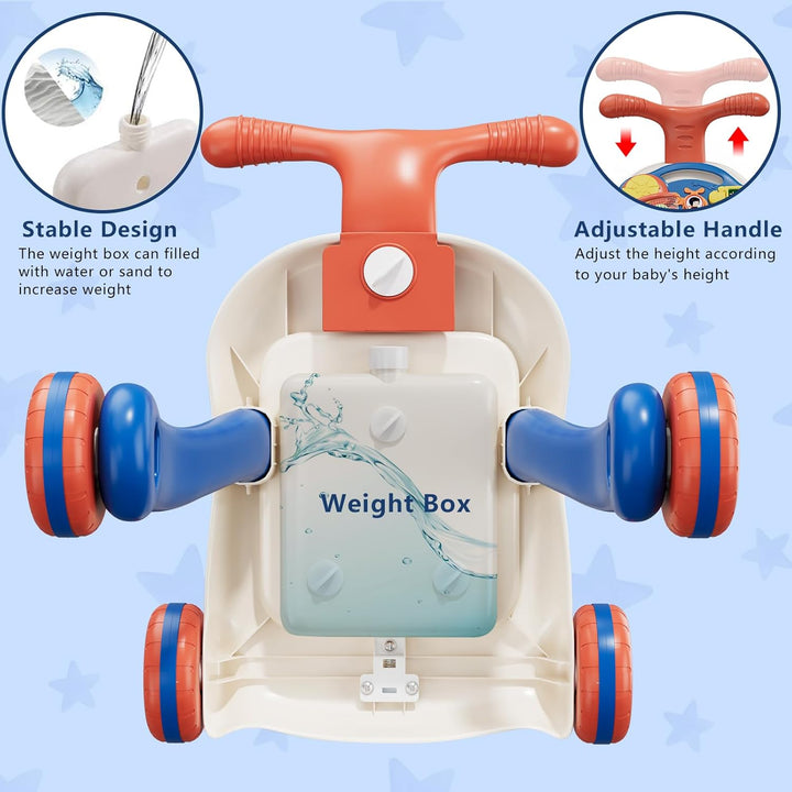 QDRAGON 3 in 1 Baby Walkers for Boys, Baby Push Walker and Activity Center, Sit to Stand Walker Toy, Early Learning Push Toys for Toddler Infant 12+ Months Blue - Just Closeouts Canada Inc.