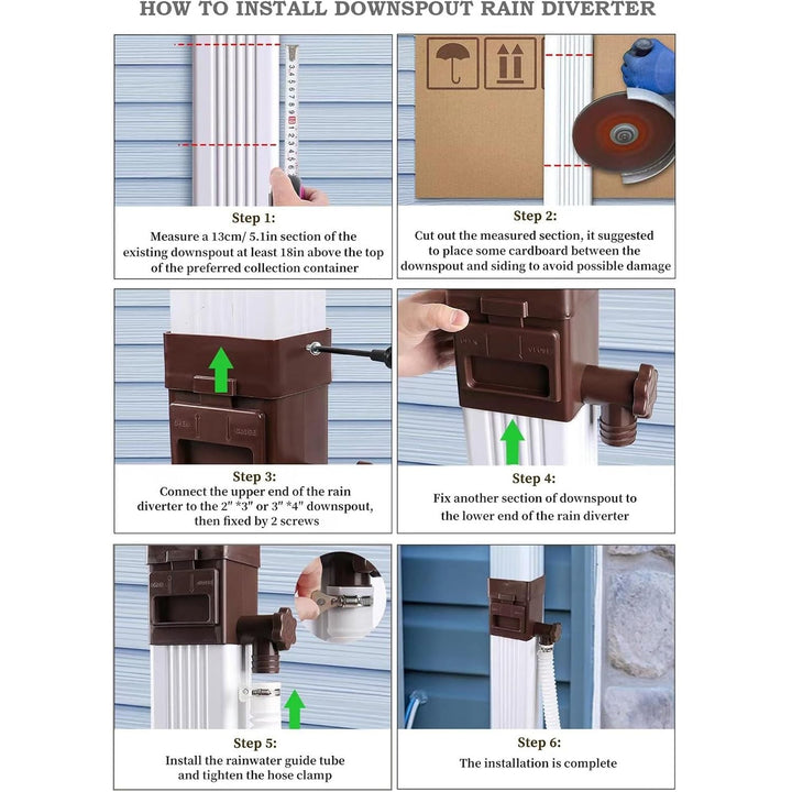 Rain Barrel Diverter Kit, Downspout Diverter Fits for 2"x 3" or 3"x 4" Standard Downspout, Rainwater Collection System with Adjustable Valve and Filter,5ft Hose(Black) - Just Closeouts Canada Inc.