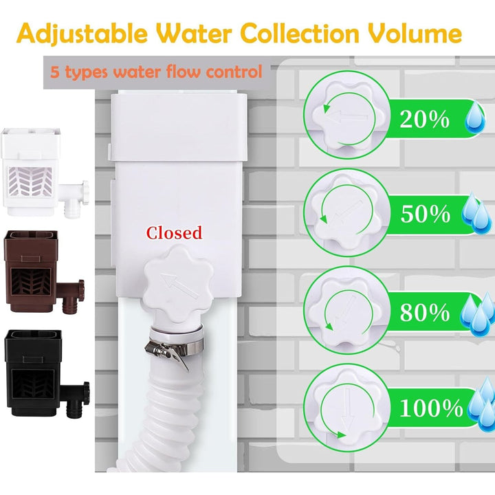 Rain Barrel Diverter Kit, Downspout Diverter Fits for 2"x 3" or 3"x 4" Standard Downspout, Rainwater Collection System with Adjustable Valve and Filter,5ft Hose(Black) - Just Closeouts Canada Inc.