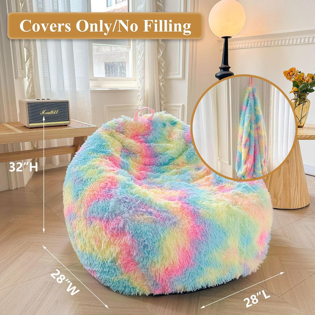 Rainbow Kids' Plush Faux Fur Bean Bag Cover, 28 × 28 × 32 in (No Filler) - Just Closeouts Canada Inc.X004LDJRZ7