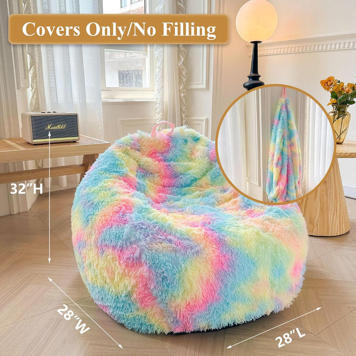 Rainbow Kids' Plush Faux Fur Bean Bag Cover, 28 × 28 × 32 in (No Filler) - Just Closeouts Canada Inc.X004LDJRZ7