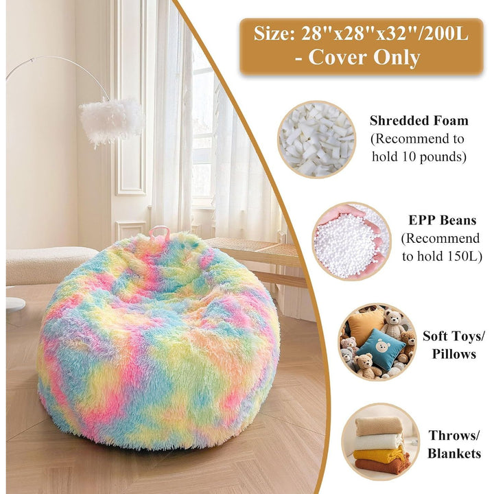 Rainbow Kids' Plush Faux Fur Bean Bag Cover, 28 × 28 × 32 in (No Filler) - Just Closeouts Canada Inc.X004LDJRZ7