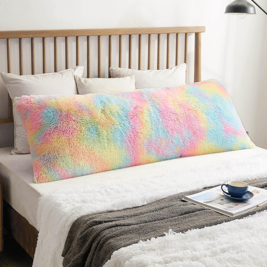 Rainbow Shaggy Faux Fur Body Pillow Cover, 20 x 54 in - Just Closeouts Canada Inc.X003BZR8X9