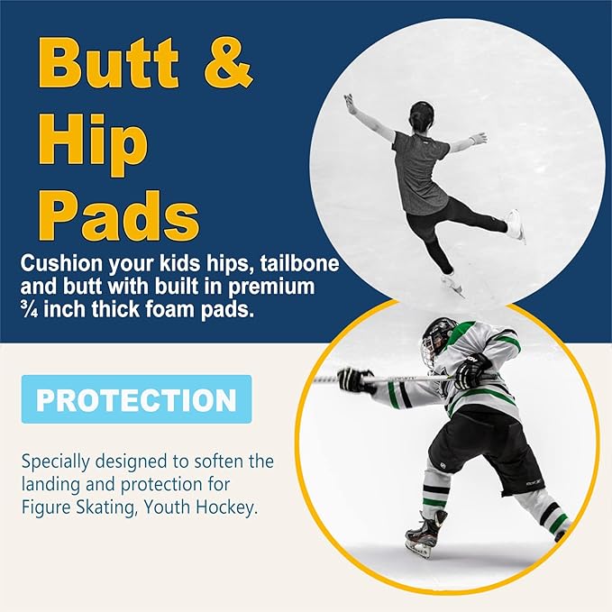 RANDDER Kids Butt Pad Shorts for Skating Snowboarding Ski Hockey, Hip Tailbone Protective Padded Shorts for Youth Child - Just Closeouts Canada Inc.