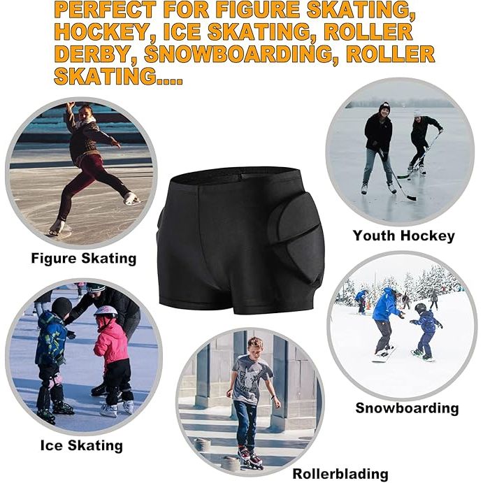 RANDDER Kids Butt Pad Shorts for Skating Snowboarding Ski Hockey, Hip Tailbone Protective Padded Shorts for Youth Child - Just Closeouts Canada Inc.