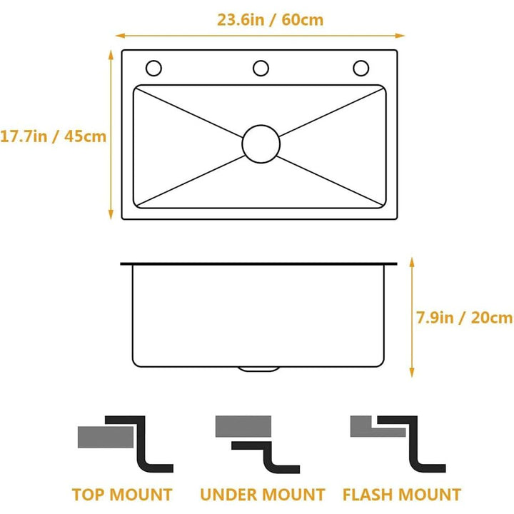 RCCRNNPP Black Kitchen Sink, Stainless Steel Single Bowl Sink, Drop in/Topmount Workstation Sink with Sliding Accessories, Farmhouse Workstation Sink with Multiple Accessories (23.6 x 17.7in) - Just Closeouts Canada Inc.