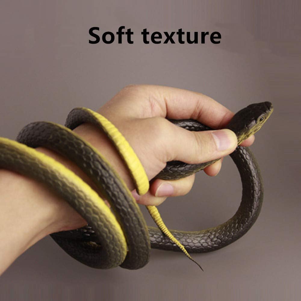 Realistic Rubber Snake 2Pcs, Scary Fake Snake Large Snake Toy for Garden Props, Pranks, Keep Birds Away (52 Inch) - Just Closeouts Canada Inc.