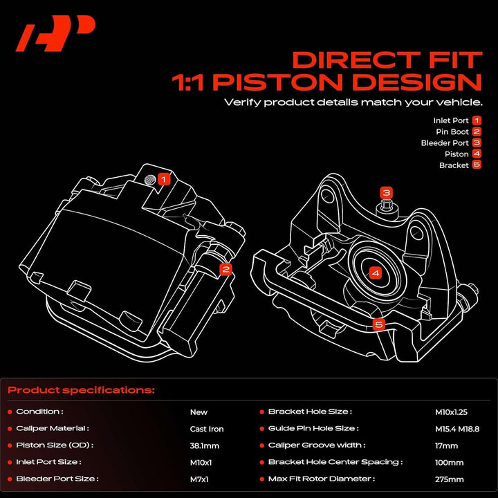 Rear Left & Right Brake Calipers with Brackets for ES & Camry - Just Closeouts Canada Inc.