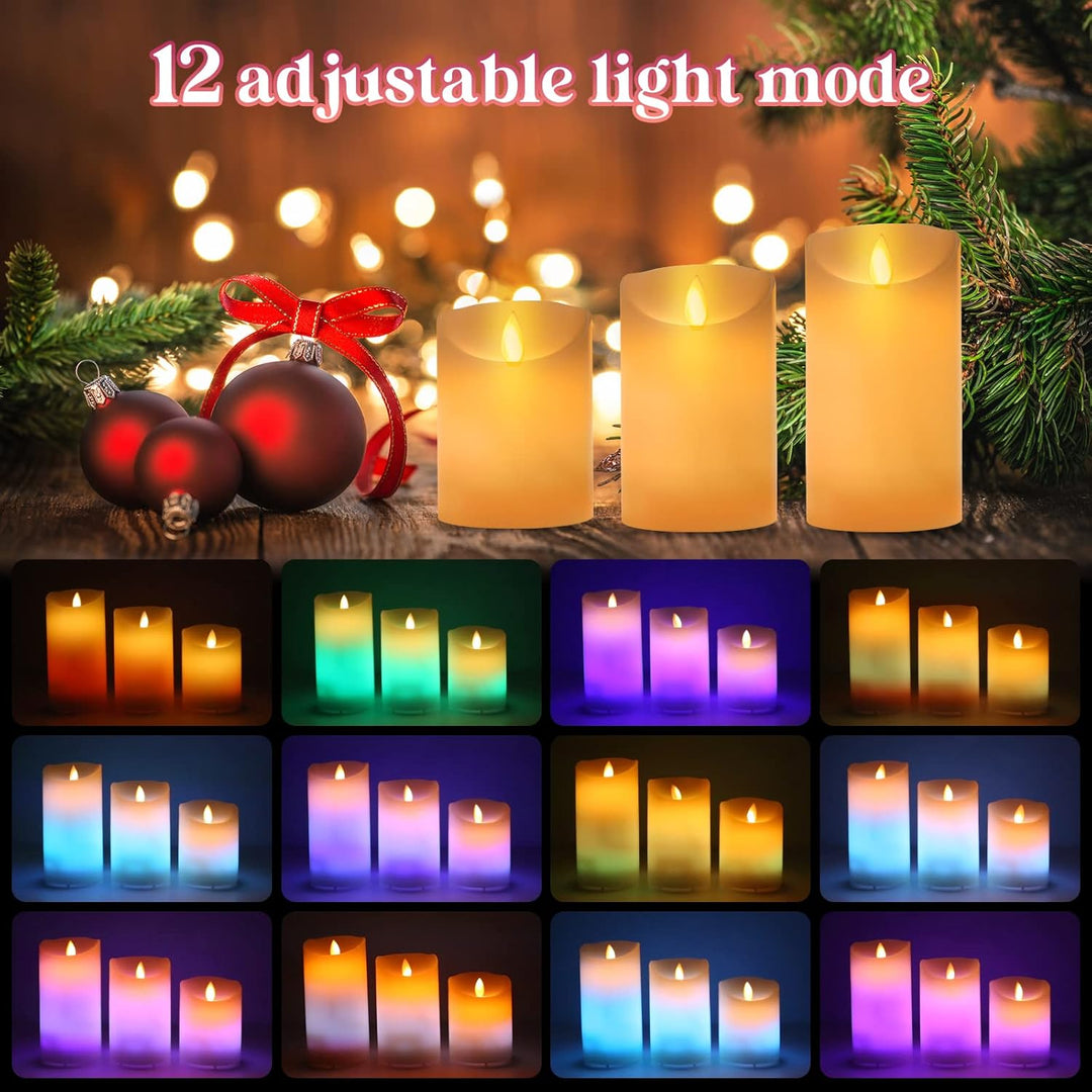 Rechargeable Candles Flickering with Remote, LUXONIC Flameless Candles Built - in Rechargeable Battery, RGB & Warm White Real Wax LED Candles for Home Decoration, Christmas, Party - Just Closeouts Canada Inc.