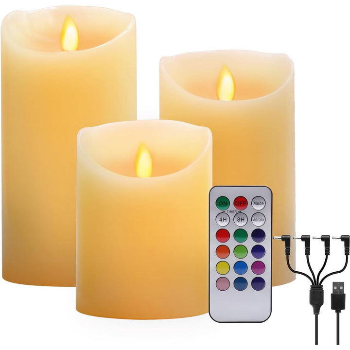 Rechargeable Candles Flickering with Remote, LUXONIC Flameless Candles Built - in Rechargeable Battery, RGB & Warm White Real Wax LED Candles for Home Decoration, Christmas, Party - Just Closeouts Canada Inc.