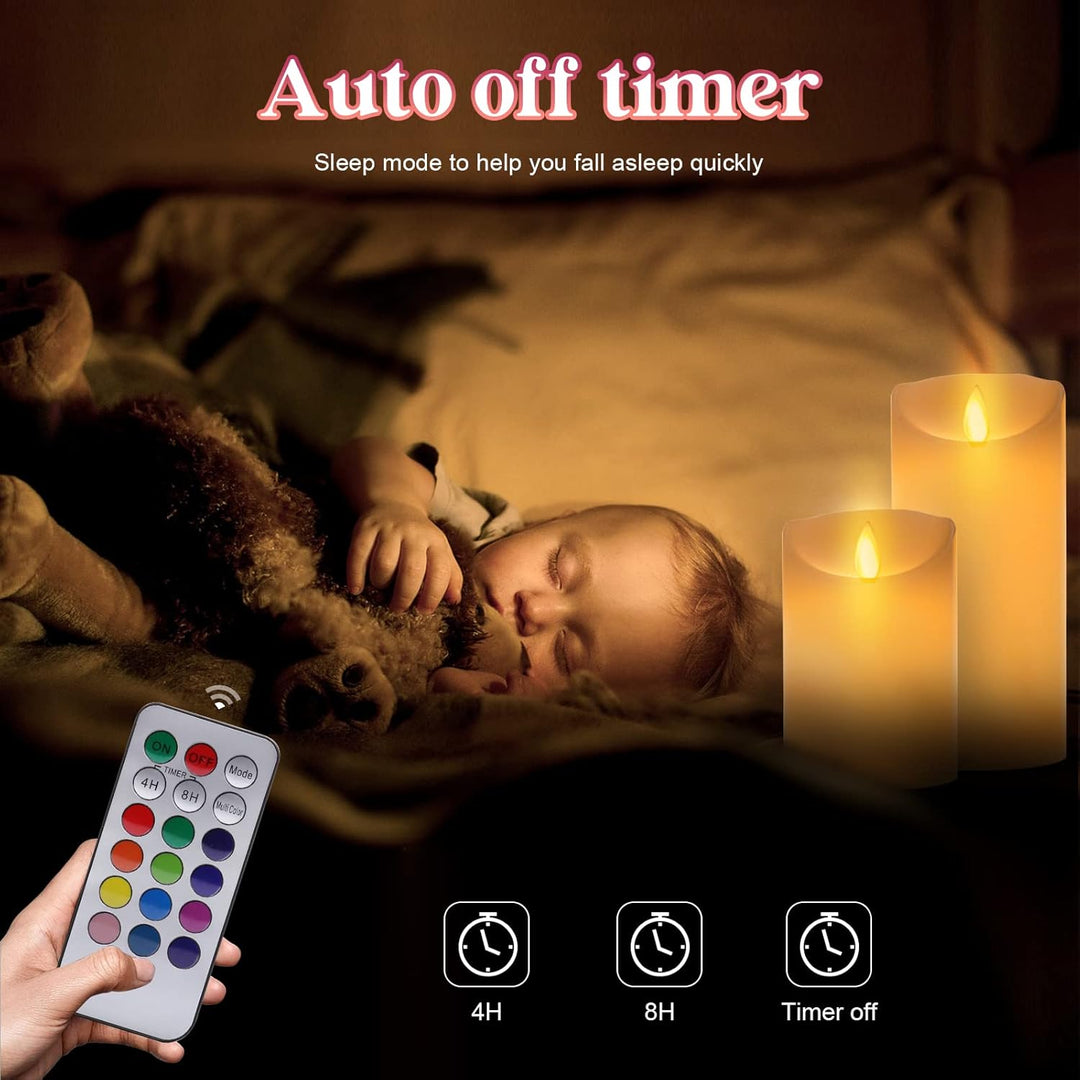 Rechargeable Candles Flickering with Remote, LUXONIC Flameless Candles Built - in Rechargeable Battery, RGB & Warm White Real Wax LED Candles for Home Decoration, Christmas, Party - Just Closeouts Canada Inc.