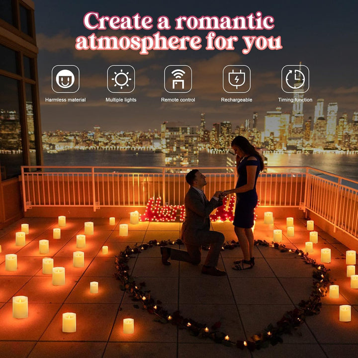 Rechargeable Candles Flickering with Remote, LUXONIC Flameless Candles Built - in Rechargeable Battery, RGB & Warm White Real Wax LED Candles for Home Decoration, Christmas, Party - Just Closeouts Canada Inc.
