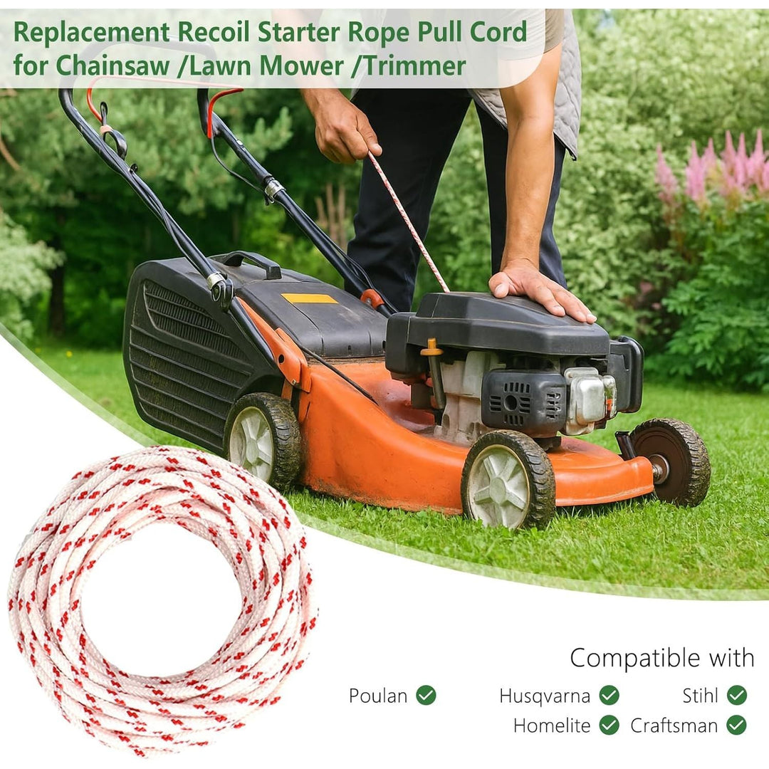 Recoil Starter Rope Pull Cord 10-Meter Diameter 4.5mm Compatible with Stihl Craftsman Husqvarna Poulan Lawn Mower Trimmer Chainsaw Brush Cutter Edger Engine Parts - Just Closeouts Canada Inc.