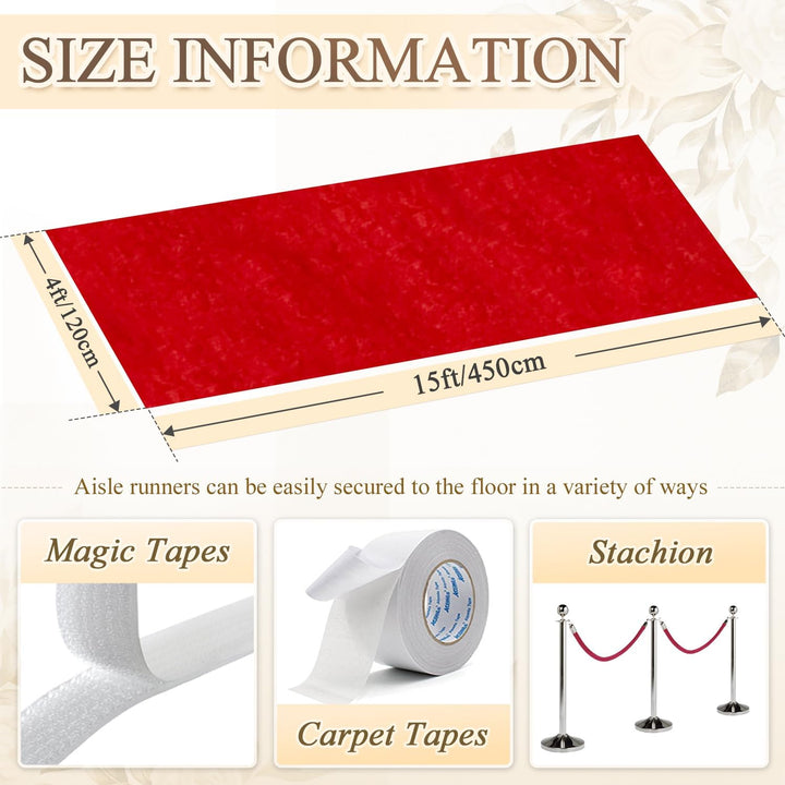 Red Aisle Runner for Wedding Ceremony 4x15 FT Sequin Aisle Runner Glitter Aisle Runner for Outdoor Rug Runner Carpet Runner for Party Aisle Floor Runner Aisle for Church Beach Weddings - Just Closeouts Canada Inc.X004PNP3ND