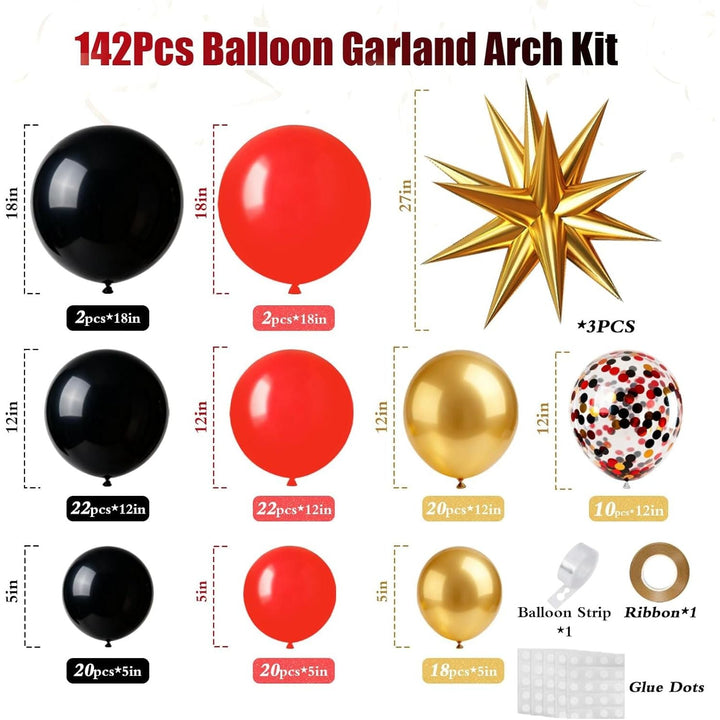 Red Black Gold Balloons Arch Kit Garland for Birthday Party Red Carpet Casino Theme Graduation Anniversary Party Decorations - Just Closeouts Canada Inc.B0FRSR1F7S
