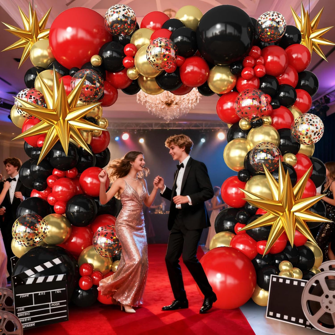 Red Black Gold Balloons Arch Kit Garland for Birthday Party Red Carpet Casino Theme Graduation Anniversary Party Decorations - Just Closeouts Canada Inc.B0FRSR1F7S