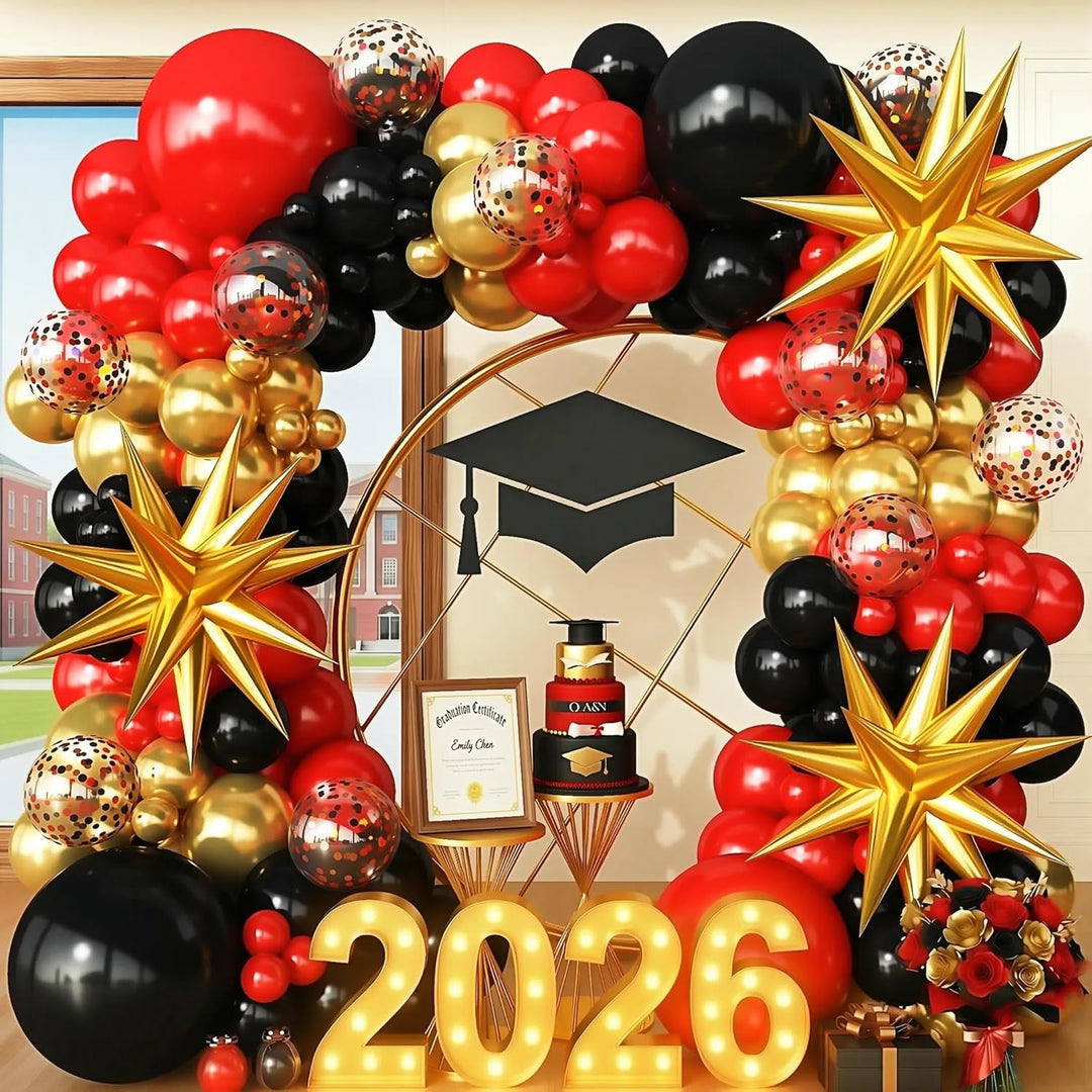 Red Black Gold Balloons Arch Kit Garland for Birthday Party Red Carpet Casino Theme Graduation Anniversary Party Decorations - Just Closeouts Canada Inc.B0FRSR1F7S
