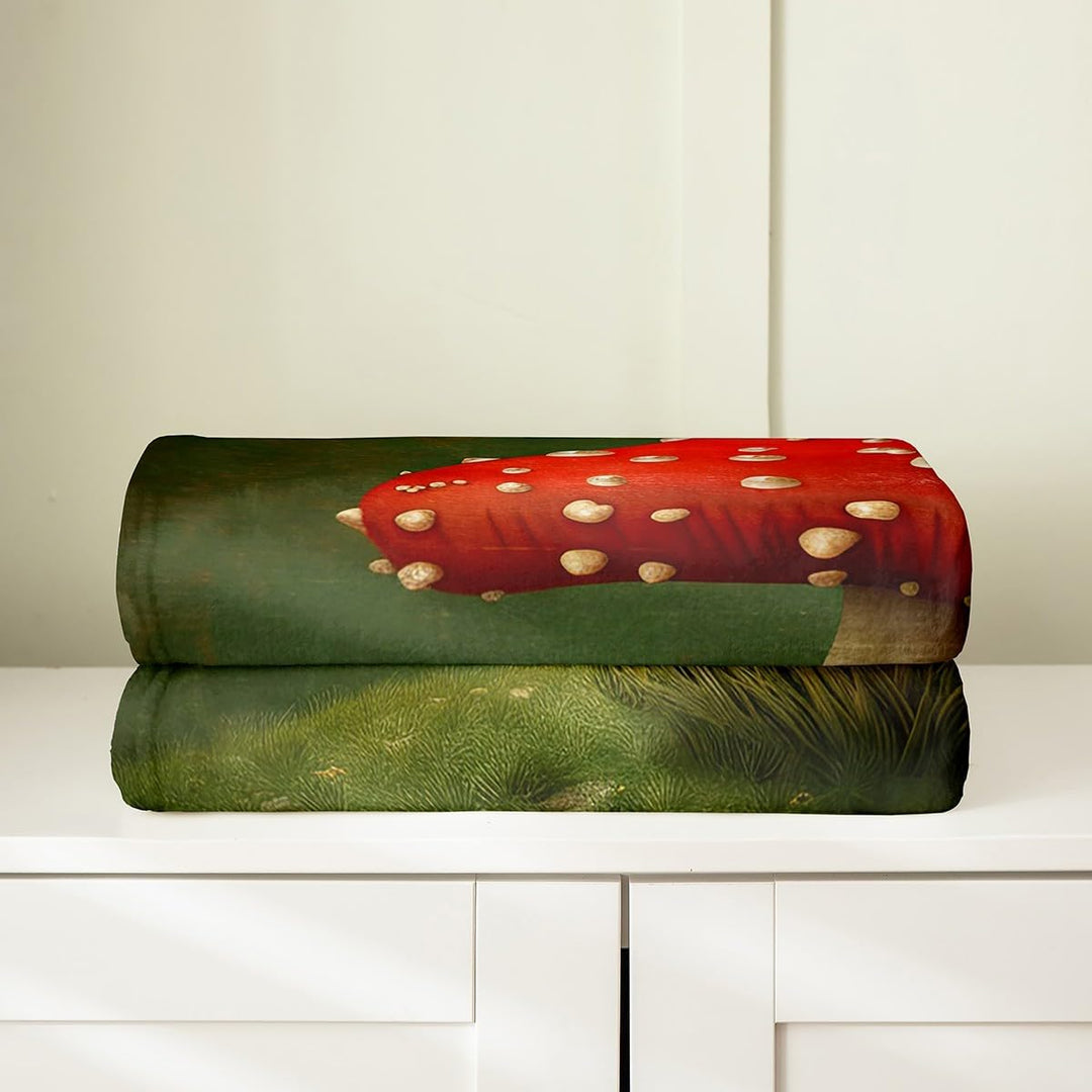 Red Mushroom on Green Fleece Throw Blanket, 50 × 60 in. - Just Closeouts Canada Inc.X004H29VI5