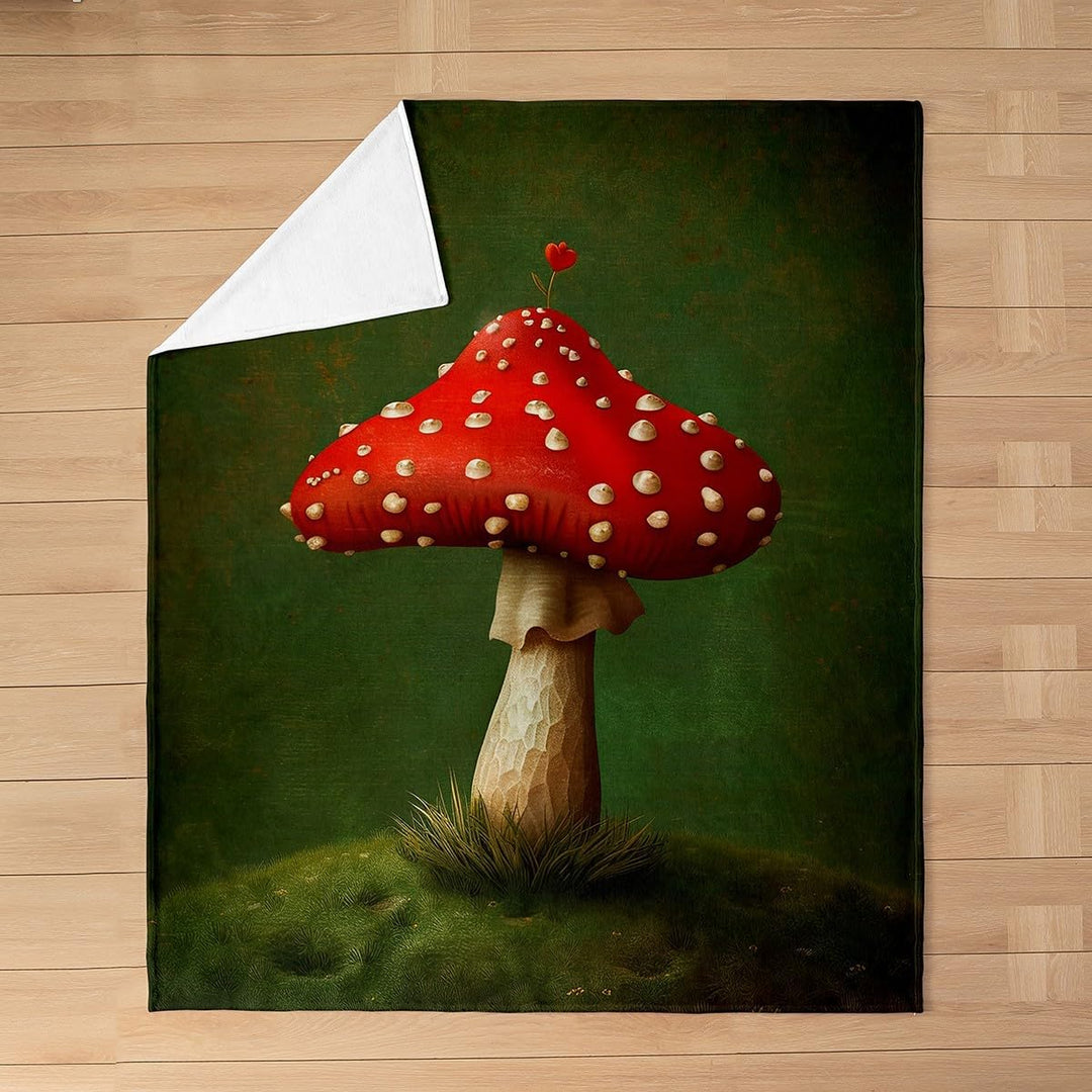 Red Mushroom on Green Fleece Throw Blanket, 50 × 60 in. - Just Closeouts Canada Inc.X004H29VI5