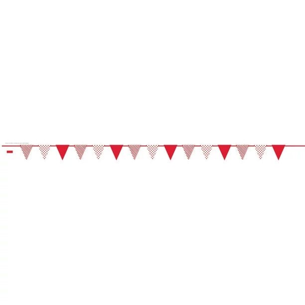 Red Polka Dot & Striped Flag Banner, 12ft - Just Closeouts Canada Inc.011179633302