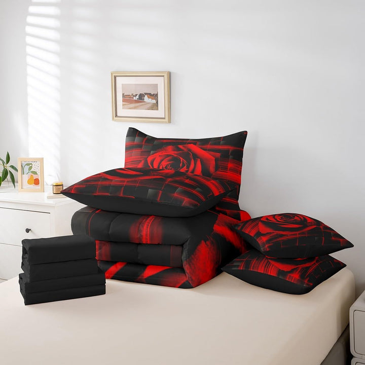 Red Rose Comforter & Sheet Set, Full, 7-Piece - Just Closeouts Canada Inc.X004OJKICJ