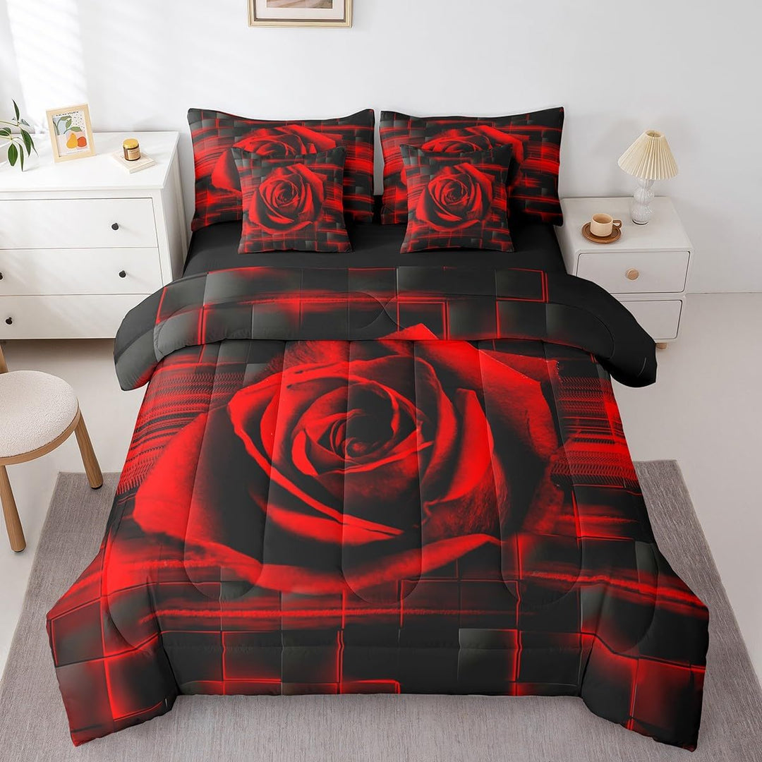 Red Rose Comforter & Sheet Set, Full, 7-Piece - Just Closeouts Canada Inc.X004OJKICJ