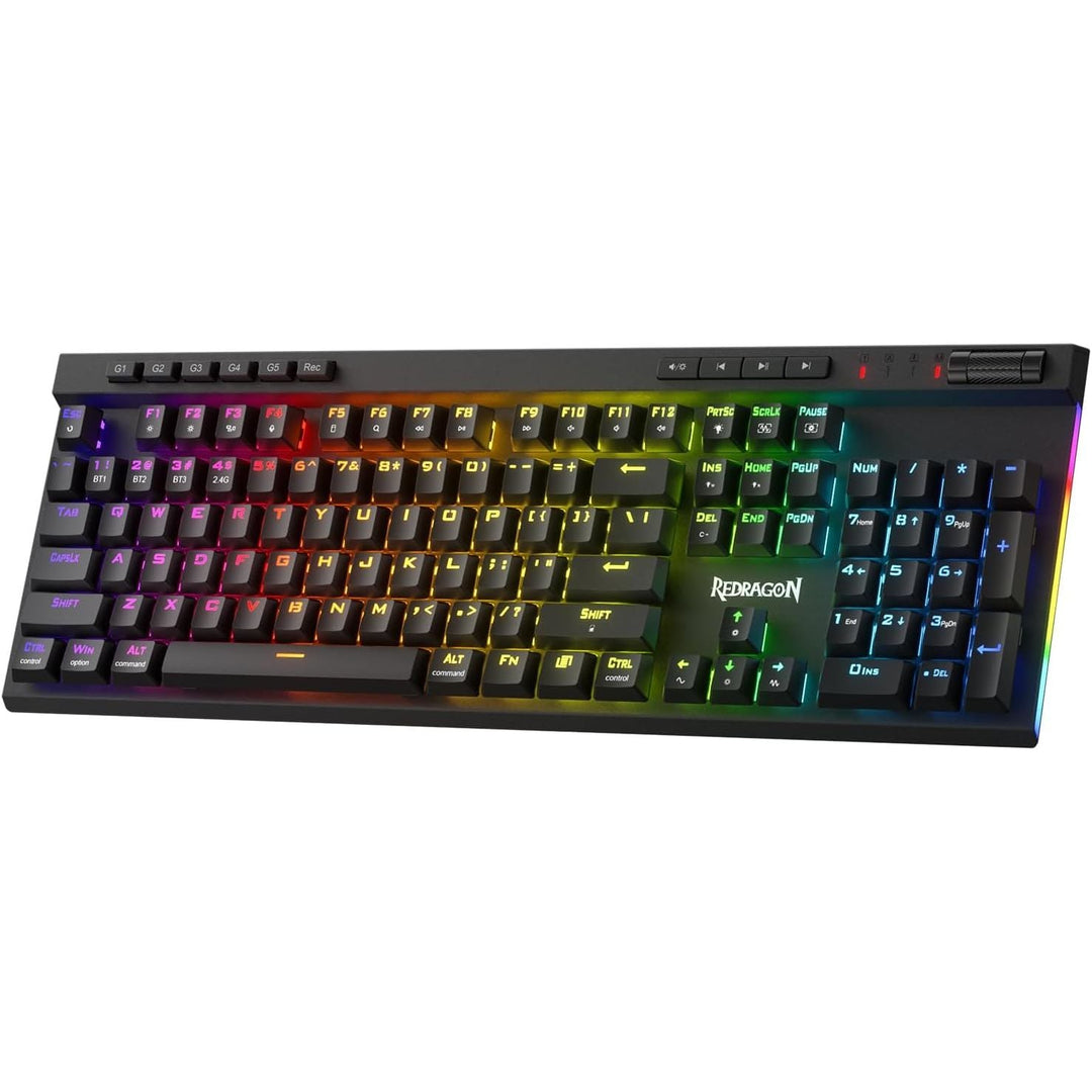 Redragon K580 PRO Wireless RGB Gaming Keyboard, 3 - Modes 104 Keys Mechanical Keyboard w/Hot - Swap Socket, Dedicated Media Controls & Onboard Macro Recording, Linear Red Switch - Just Closeouts Canada Inc.