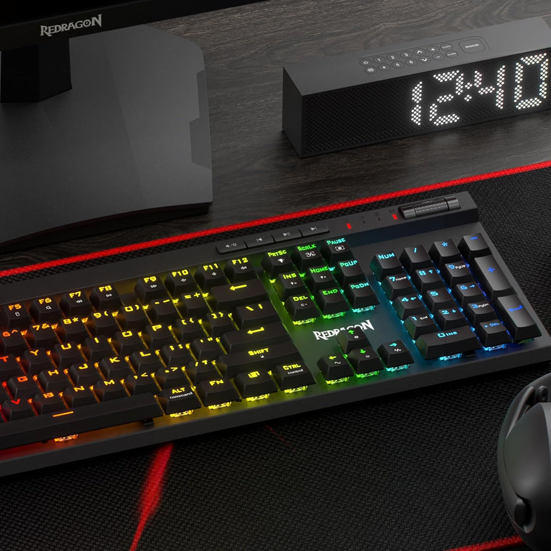 Redragon K580 PRO Wireless RGB Gaming Keyboard, 3 - Modes 104 Keys Mechanical Keyboard w/Hot - Swap Socket, Dedicated Media Controls & Onboard Macro Recording, Linear Red Switch - Just Closeouts Canada Inc.