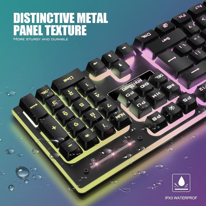 RedThunder K10 Wireless Gaming Keyboard, Rechargeable + Quiet + Slim + Mechanical Feeling + Water - Resistant + Metal Cover, 2.4G LED Backlit Wireless Keyboard for PC PS5 Xbox One Mac (Black) - Just Closeouts Canada Inc.