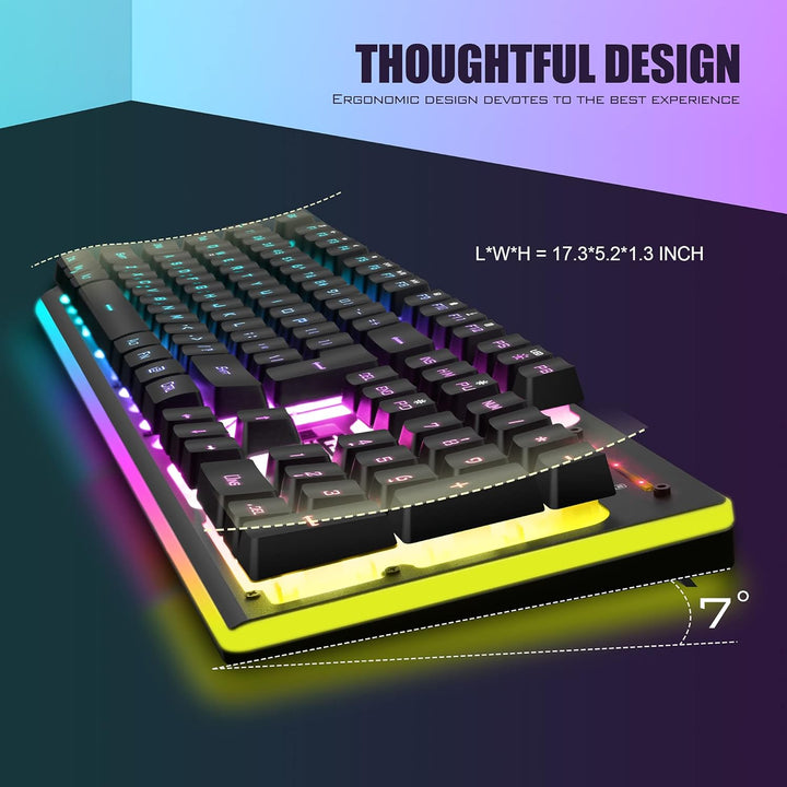 RedThunder K10 Wireless Gaming Keyboard, Rechargeable + Quiet + Slim + Mechanical Feeling + Water - Resistant + Metal Cover, 2.4G LED Backlit Wireless Keyboard for PC PS5 Xbox One Mac (Black) - Just Closeouts Canada Inc.