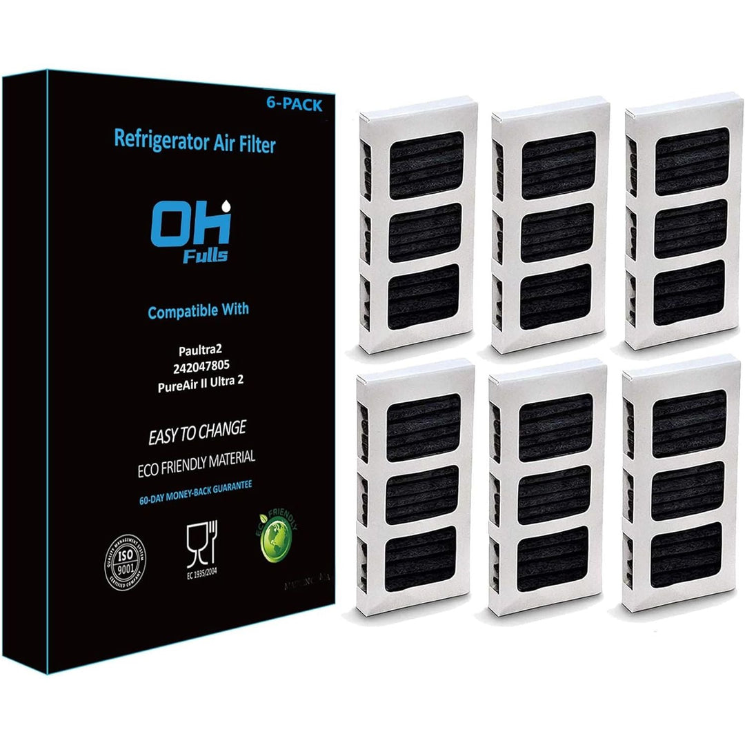 Refrigerator Air Filter Pleated Replacement, Compatible with Paultra2 Pure Air II Ultra 2, 242047805, 5303918847, 6 - Pack - Just Closeouts Canada Inc.