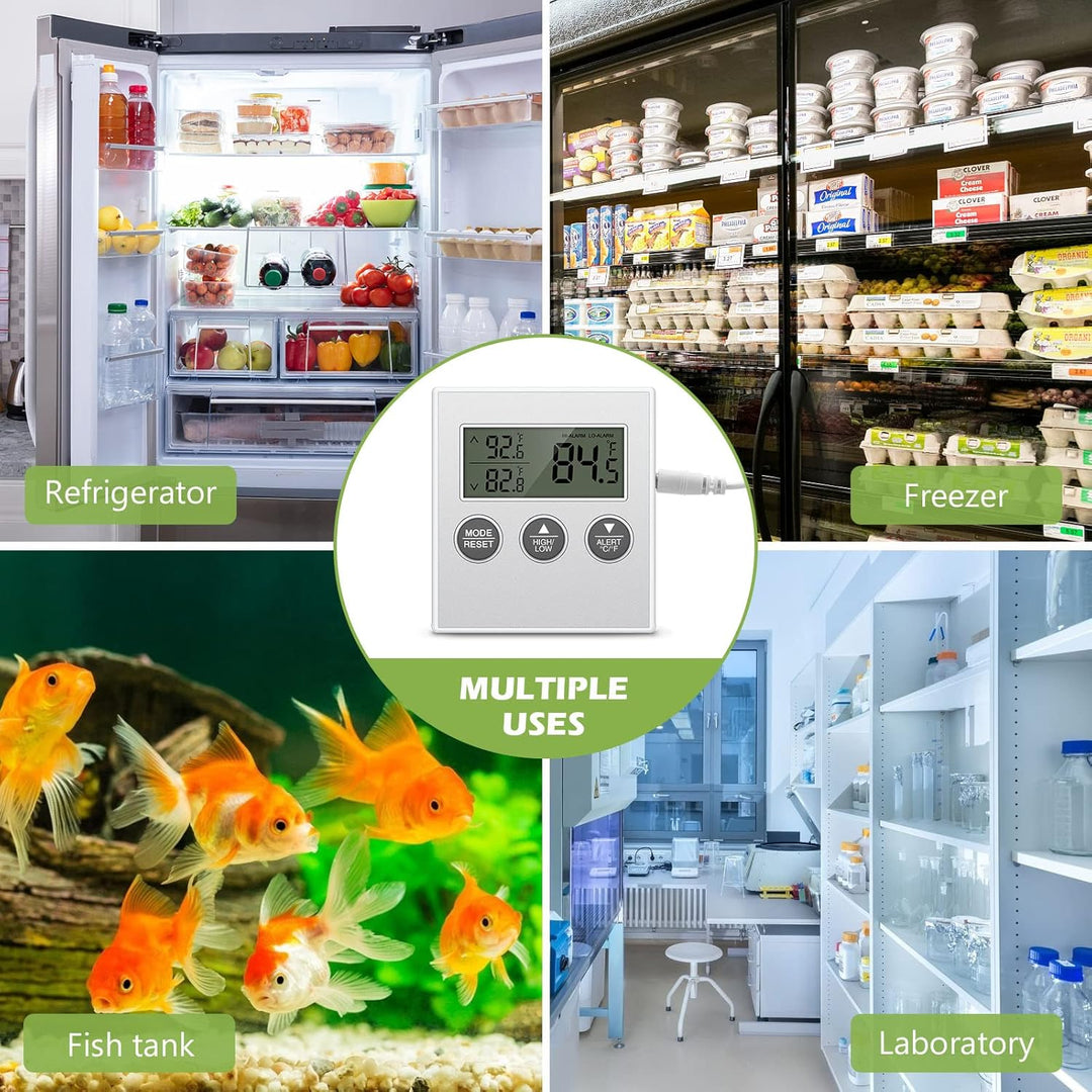 Refrigerator Thermometer, 2 Pack Digital Freezer Thermometer, Upgraded Fridge Thermometer with High & Low Temperature Alarm, LCD Display, Magnetic for for Home, Kitchen, Restaurants - Just Closeouts Canada Inc.