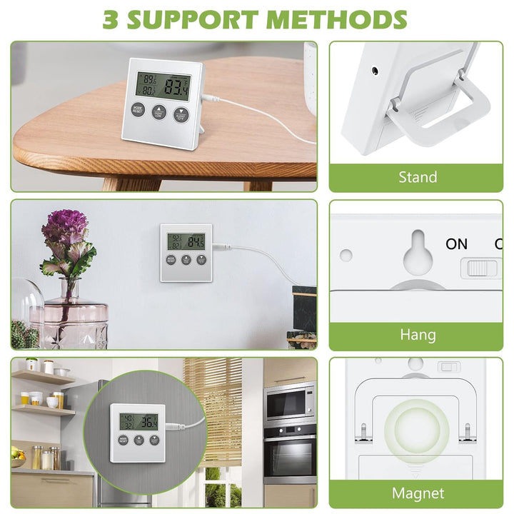 Refrigerator Thermometer, 2 Pack Digital Freezer Thermometer, Upgraded Fridge Thermometer with High & Low Temperature Alarm, LCD Display, Magnetic for for Home, Kitchen, Restaurants - Just Closeouts Canada Inc.