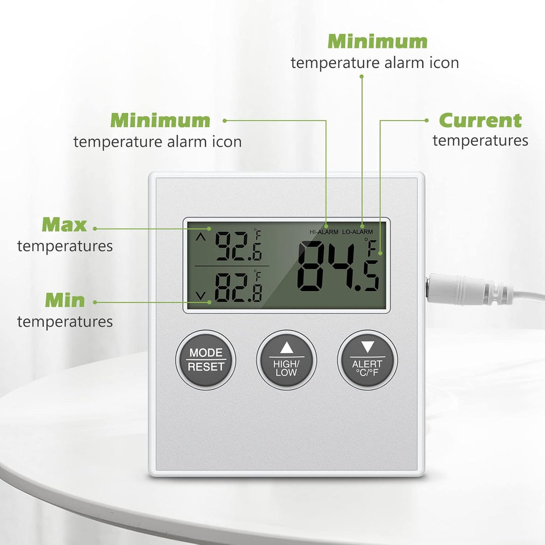 Refrigerator Thermometer, 2 Pack Digital Freezer Thermometer, Upgraded Fridge Thermometer with High & Low Temperature Alarm, LCD Display, Magnetic for for Home, Kitchen, Restaurants - Just Closeouts Canada Inc.
