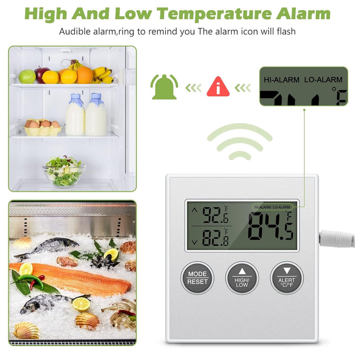 Refrigerator Thermometer, 2 Pack Digital Freezer Thermometer, Upgraded Fridge Thermometer with High & Low Temperature Alarm, LCD Display, Magnetic for for Home, Kitchen, Restaurants - Just Closeouts Canada Inc.