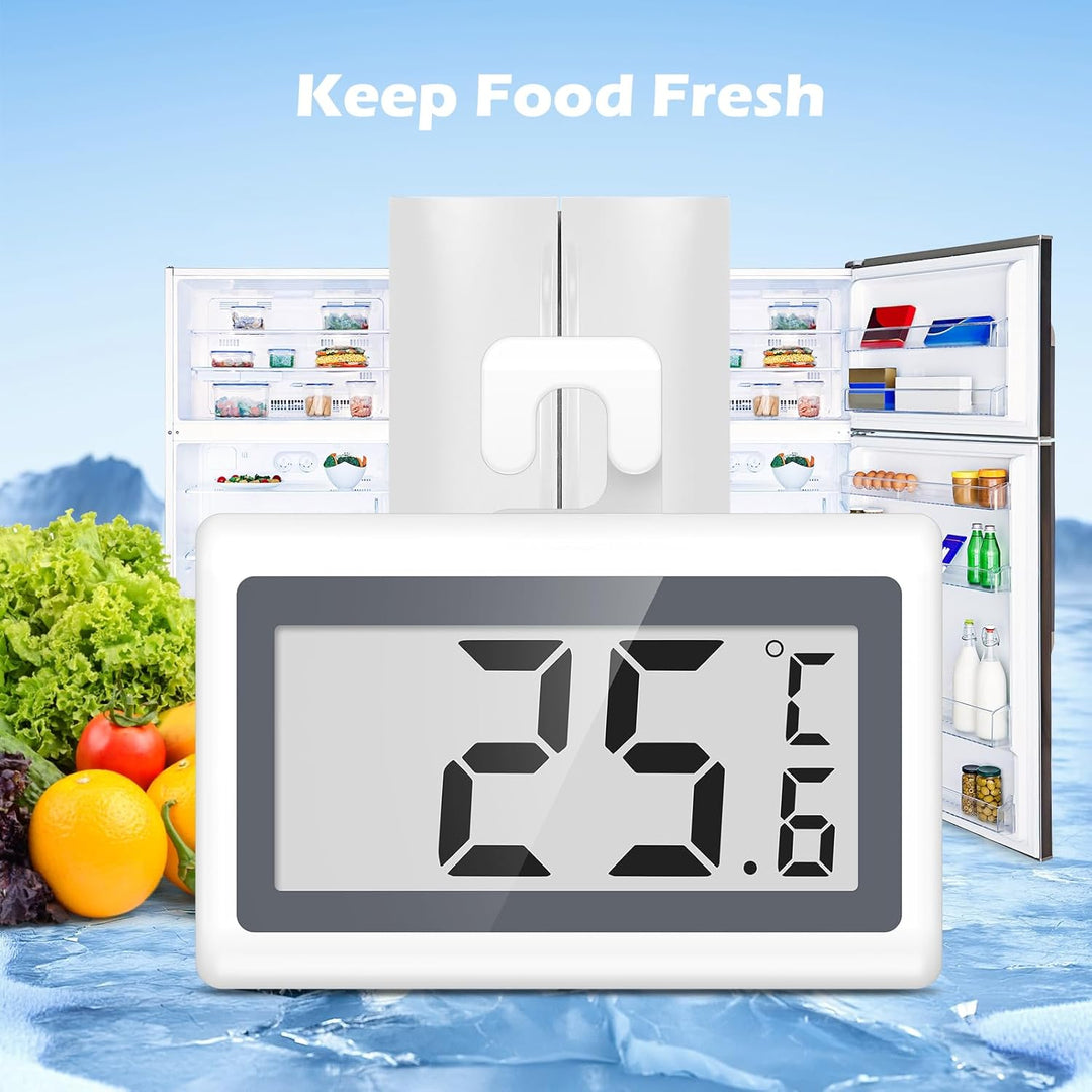 Refrigerator Thermometer, Digital Fridge Thermometer with LCD Display, Freezer Temperature Gauge with ℃/℉ Switch, Frost Reminder for Home, Office, Kitchen & Restaurants – 2 Pack - Just Closeouts Canada Inc.