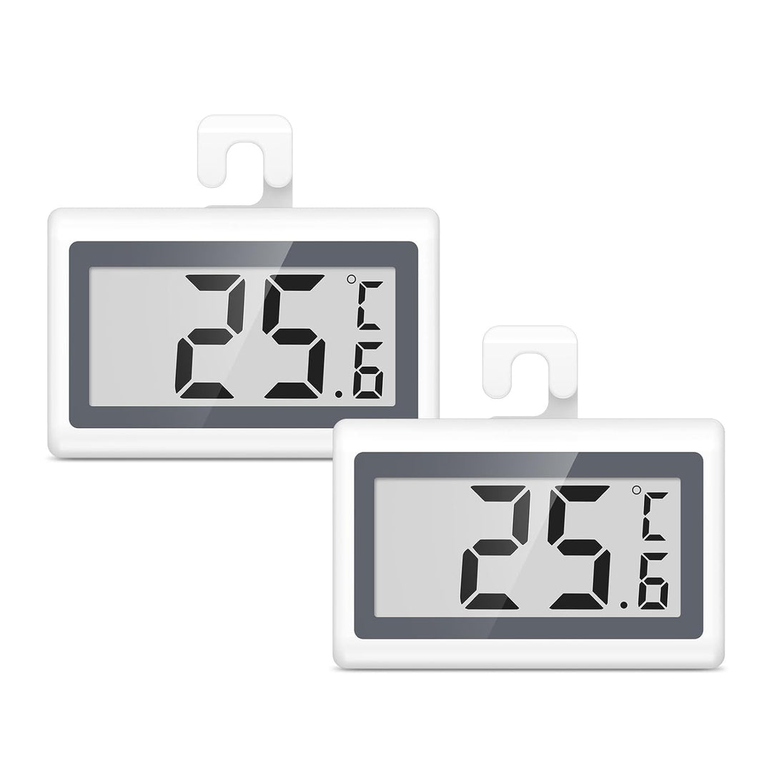 Refrigerator Thermometer, Digital Fridge Thermometer with LCD Display, Freezer Temperature Gauge with ℃/℉ Switch, Frost Reminder for Home, Office, Kitchen & Restaurants – 2 Pack - Just Closeouts Canada Inc.